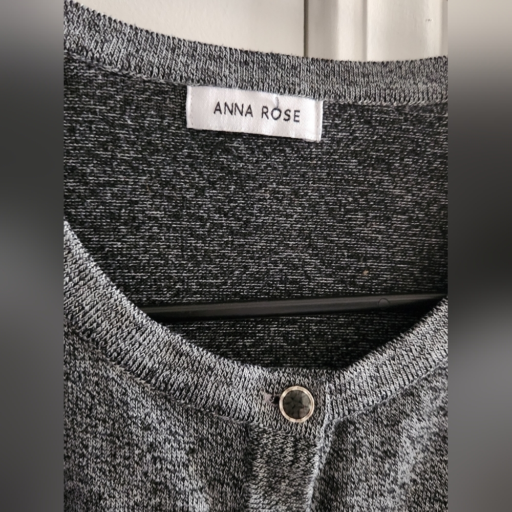 Anna Rose Gray Lightweight Button Front Cardigan Sweater Women’s Large - Picture 8 of 10